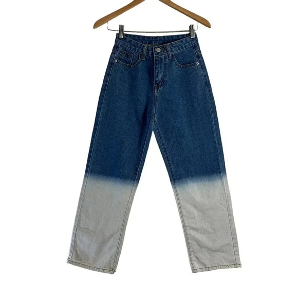 Dip Bleached High Waisted Jeans Colorblock Grunge Streetwear Size Small Denim - Picture 1 of 8